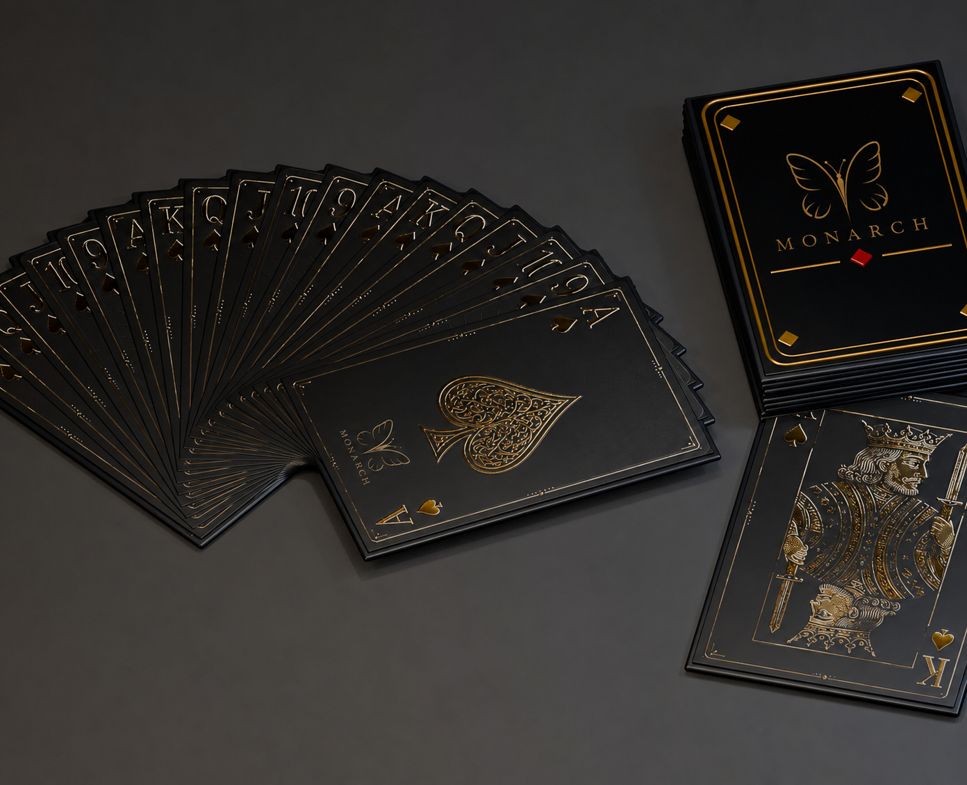 Selected MONARCH black and gold playing cards