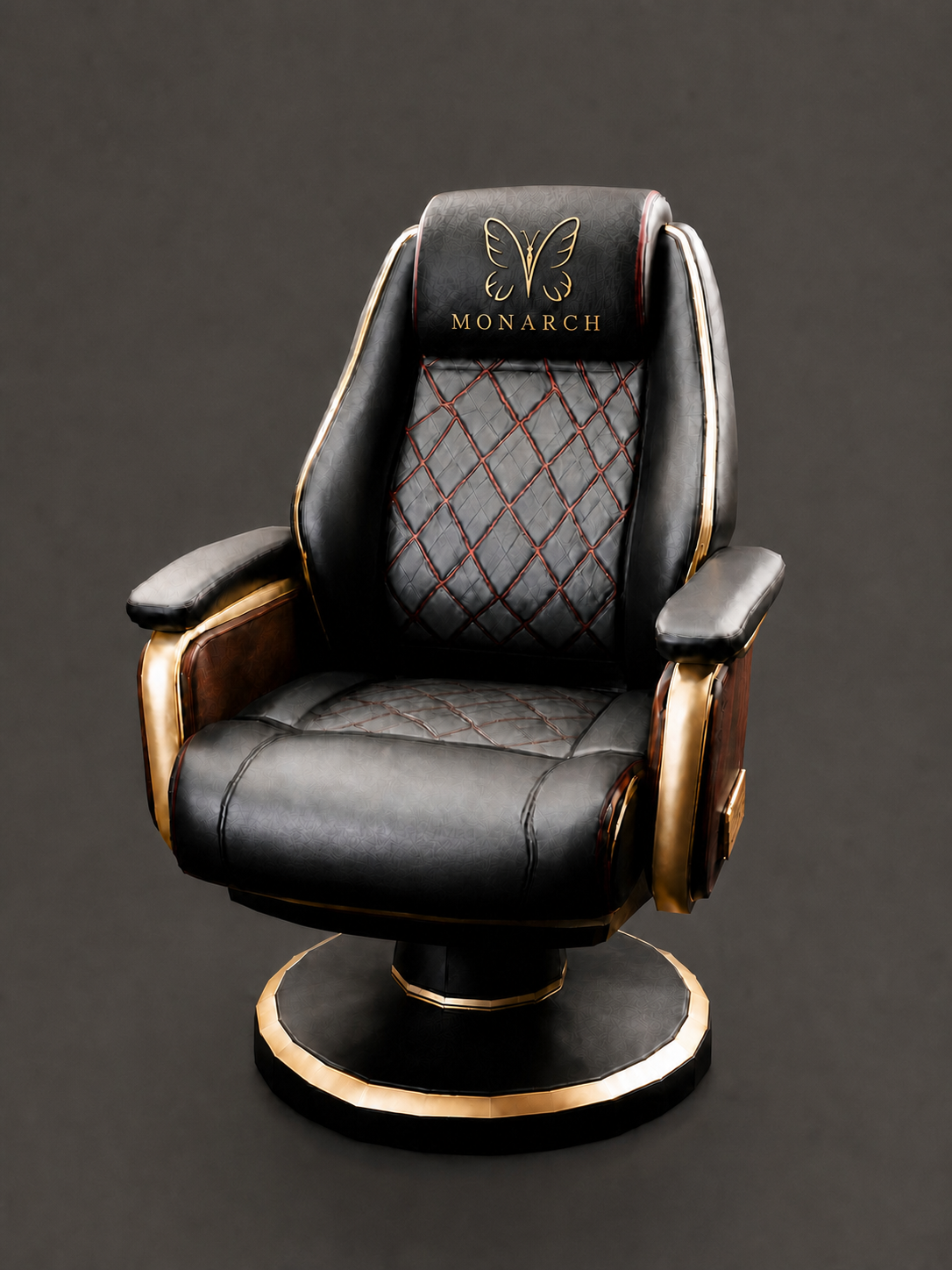 Made-to-order MONARCH player chair with butterfly emblem